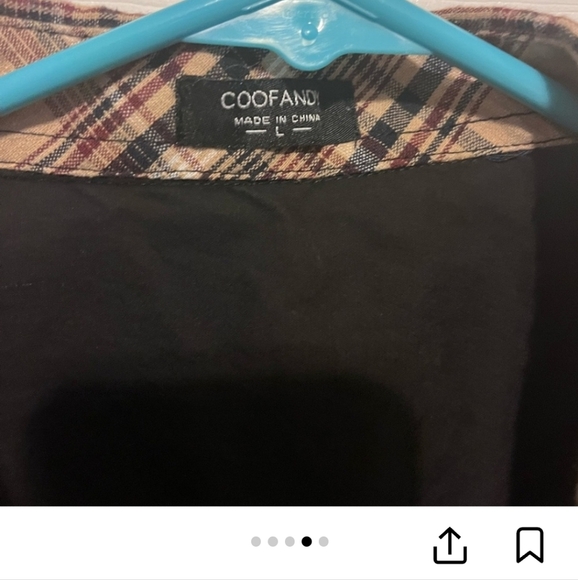 Coofandy Crisp Cotton Shirt Contrast Trim Long sleeves black size large - Picture 5 of 8